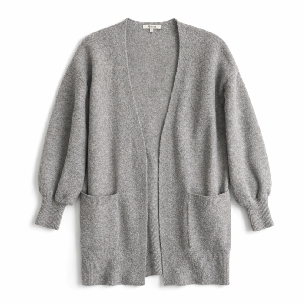 Madewell Alpaca Wool Blend Longline Open Cardigan Cozy Travel Heather Gray XXS